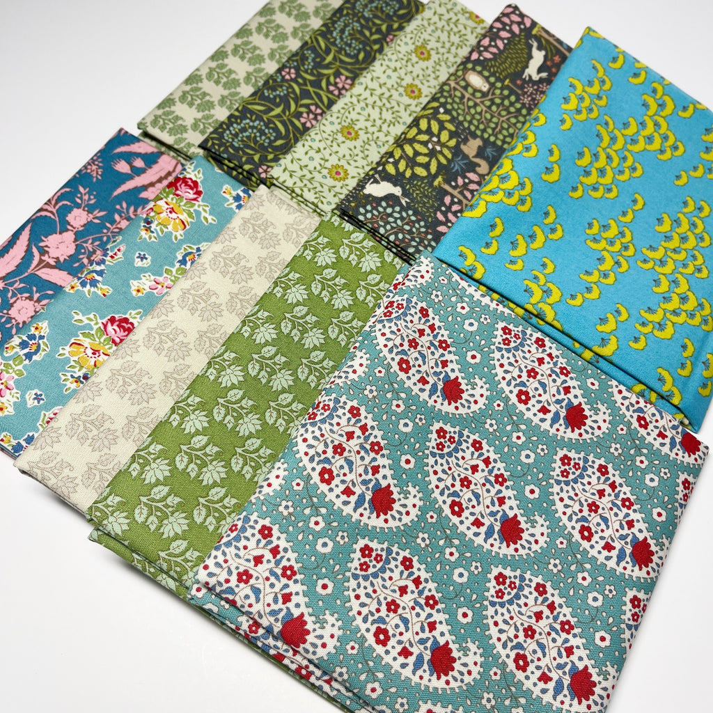Vintage Tilda Fat Quarter Bundle 10pc green
