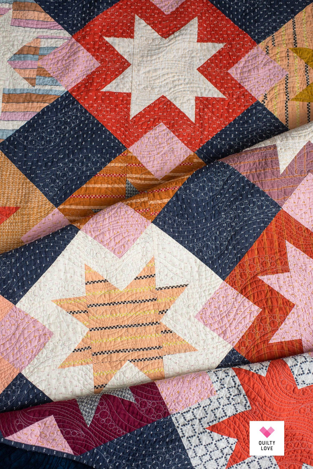 North Star Quilt Pattern by Quilty Love | Modern Fat Quarter Star Quilt Pattern