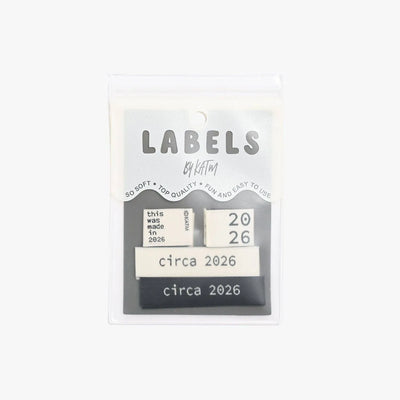 Pack of labels with 'circa 2026' text on a white background KATM Labels