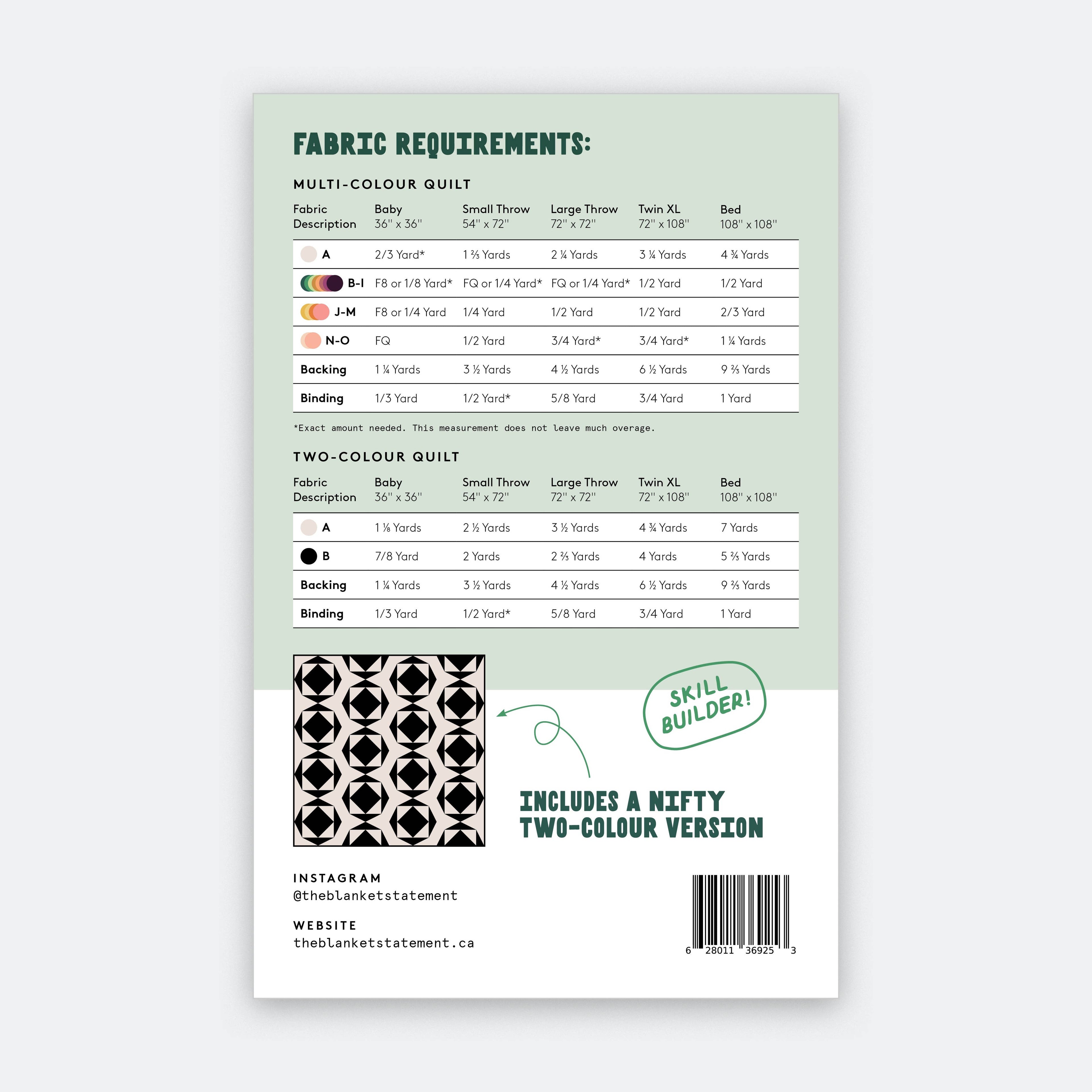 fabric requirements for Crystal Creek Quilt Pattern by The Blanket Statement Co