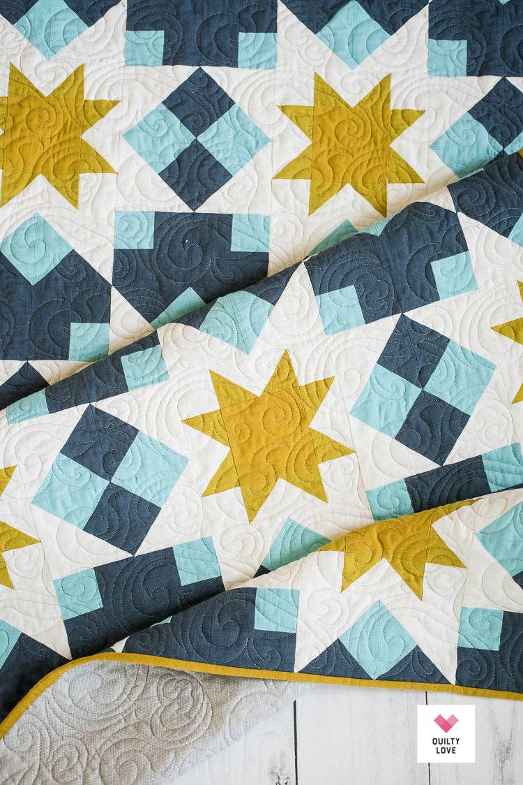 Night Stars Quilt Pattern by Quilty Love | Modern Star & Fat Quarter Quilt Pattern