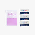 Pack of labels with 'Made with Love' stickers on a white background