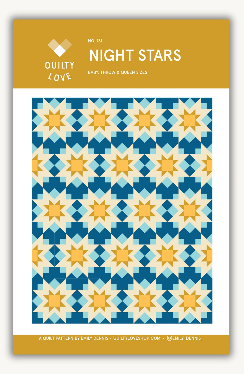 Night Stars Quilt Pattern by Quilty Love | Modern Star & Fat Quarter Quilt Pattern