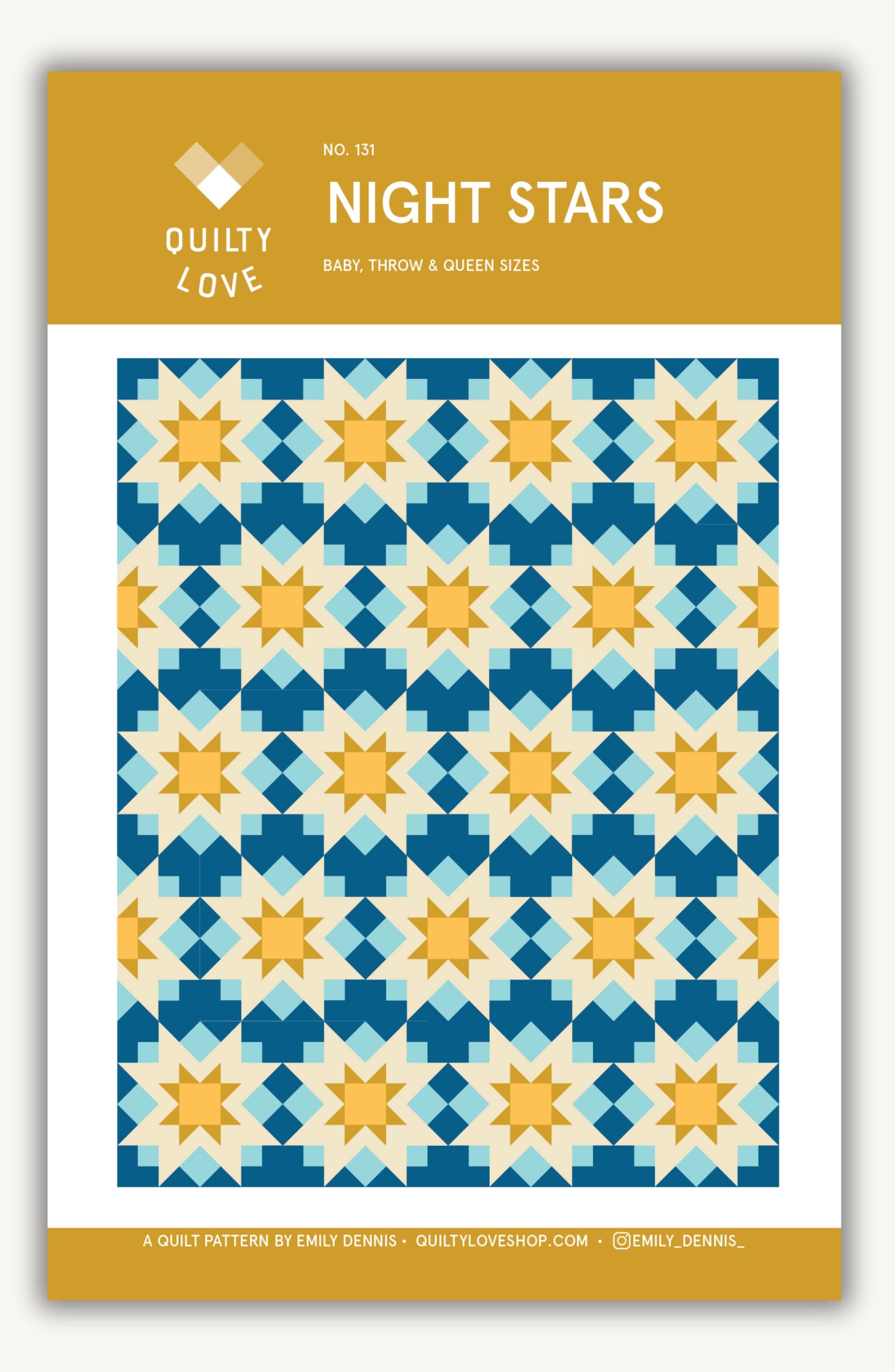 Night Stars Quilt Pattern by Quilty Love | Modern Star & Fat Quarter Quilt Pattern