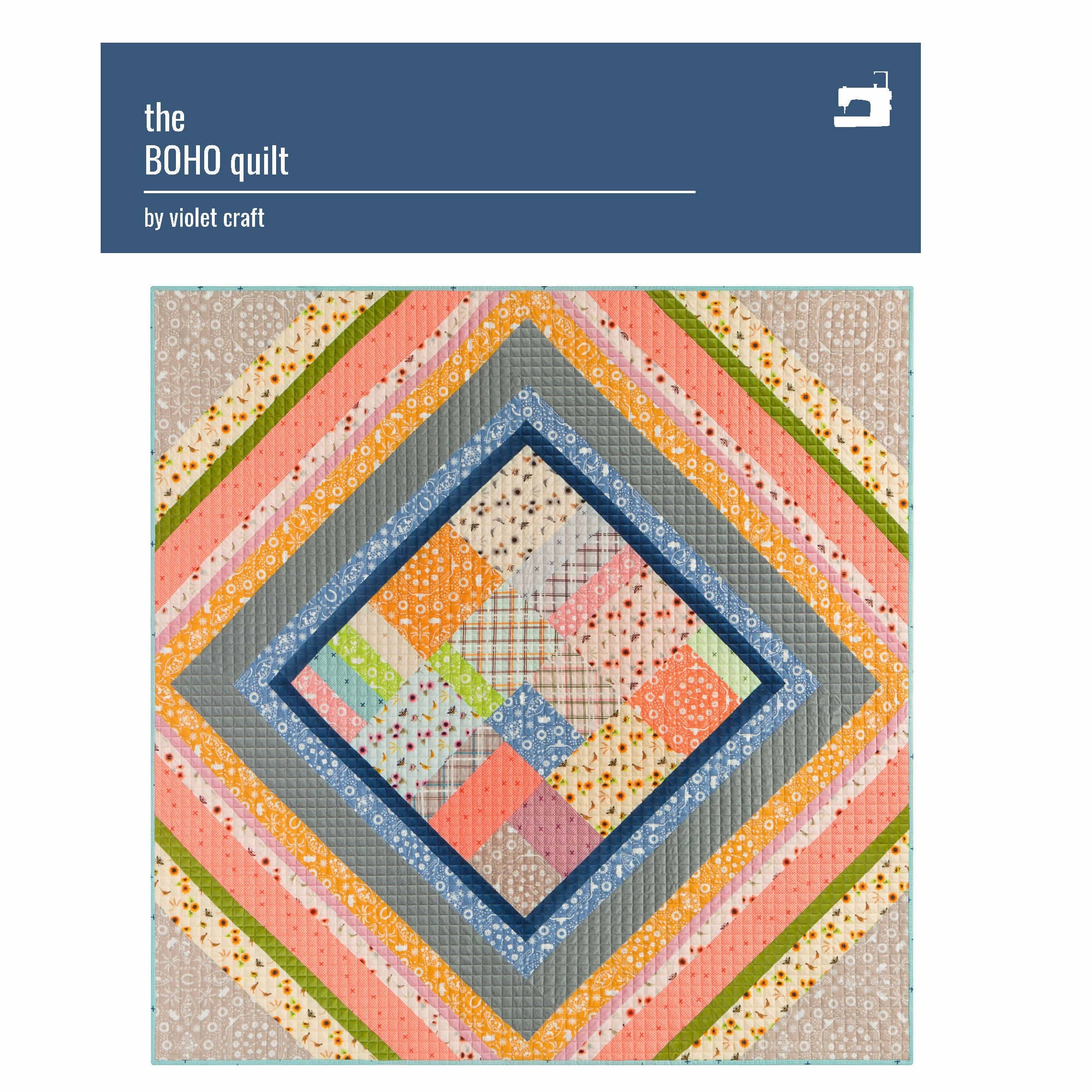 Cover of the Boho Quilt pattern by Violet Craft