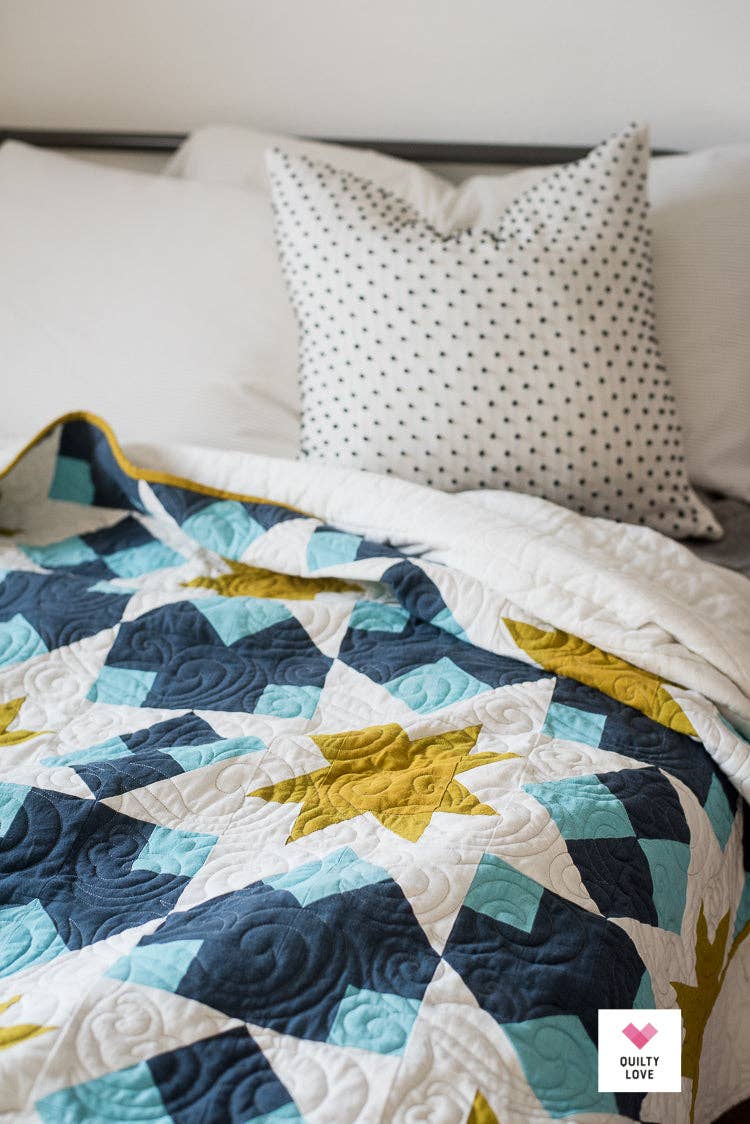 Night Stars Quilt Pattern by Quilty Love | Modern Star & Fat Quarter Quilt Pattern