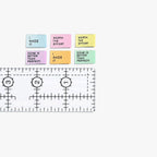 Mighty Minis Woven Labels by KATM in colorful designs with ruler.