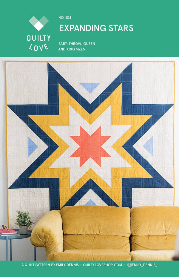 Expanding Stars Quilt Pattern by Quilty Love | Modern Star Quilt Pattern