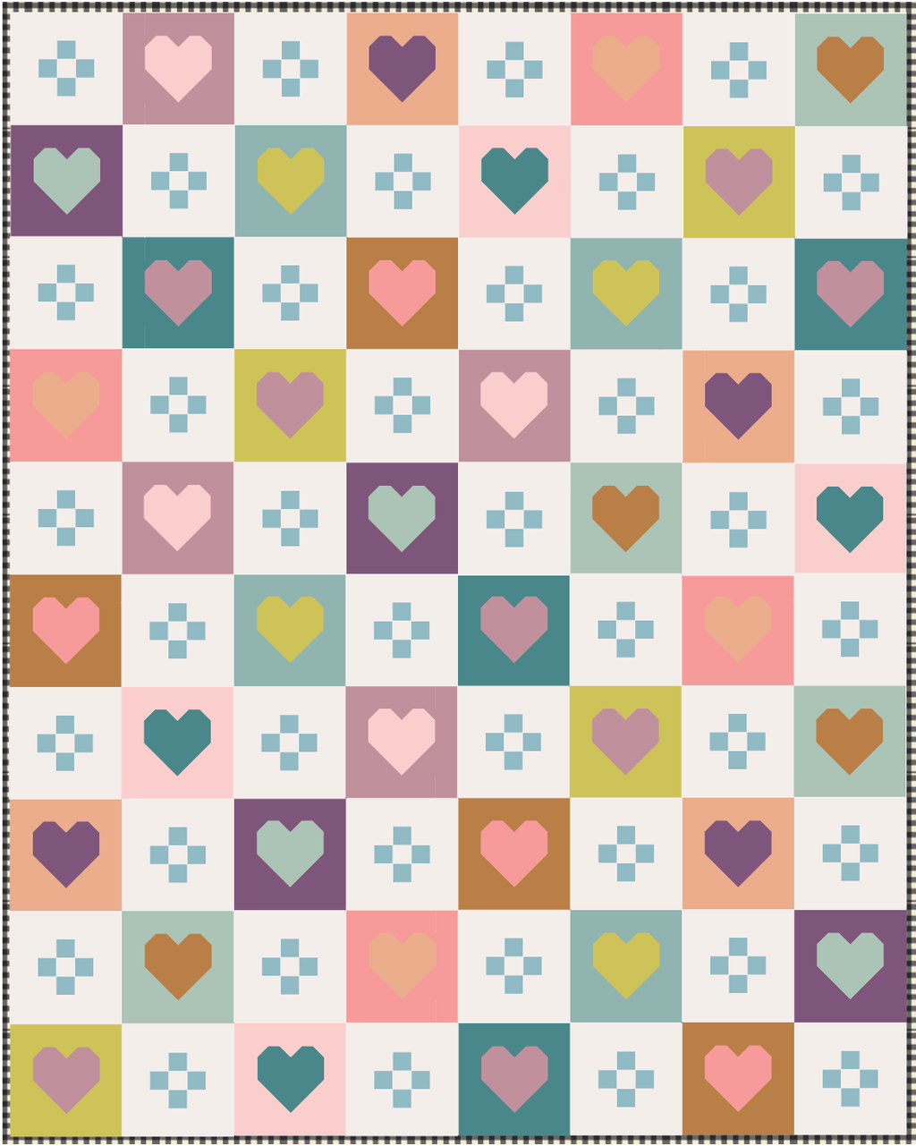 Cozy Checkered Hearts Quilt Pattern by Quilty Love | Heart Quilt & Fat Quarter Pattern