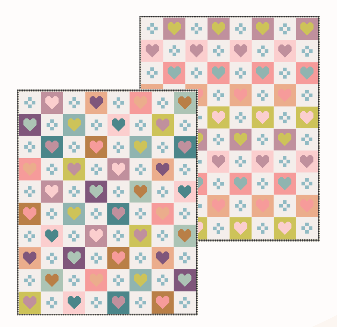 Cozy Checkered Hearts Quilt Pattern by Quilty Love | Heart Quilt & Fat Quarter Pattern