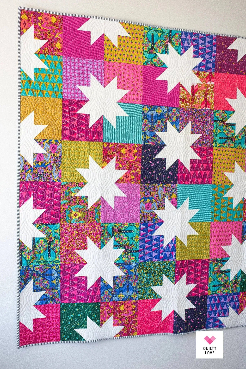 Scrappy Saw Tooth Star Pattern Star Pop II by Quilty Love