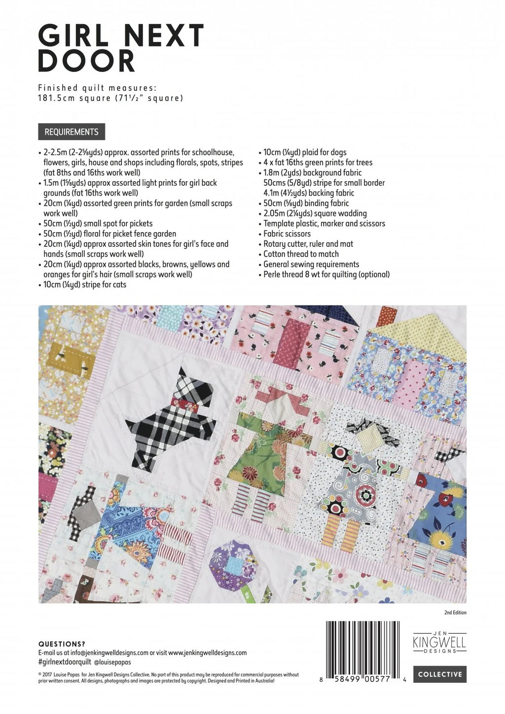 Girl Next Door Pattern by Louise Papas for Jen Kingwell Designs