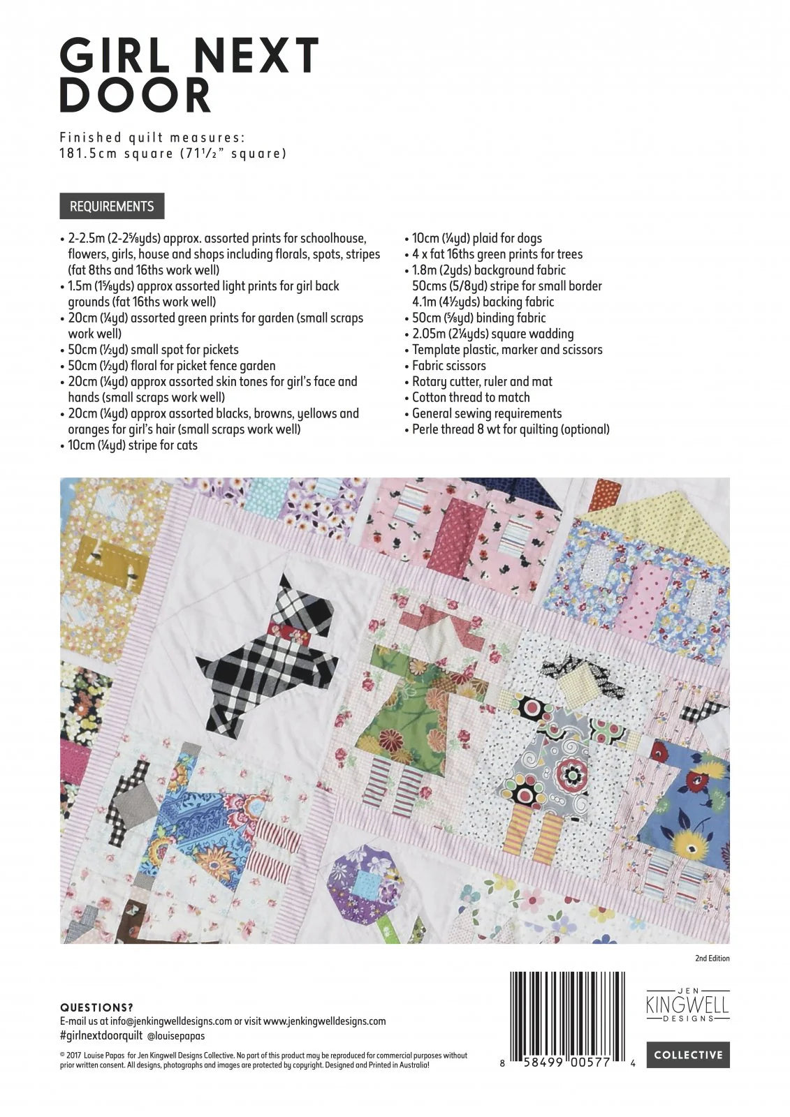 Girl Next Door Pattern by Louise Papas for Jen Kingwell Designs